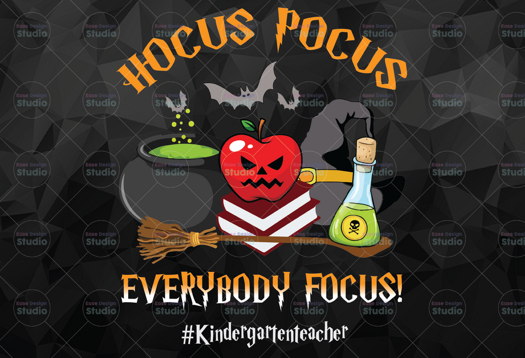 Hocus Pocus Everybody Focus Png, #Kindergartenteacher, Hand lettered Png, back to school Png, school quote, Png sublimation