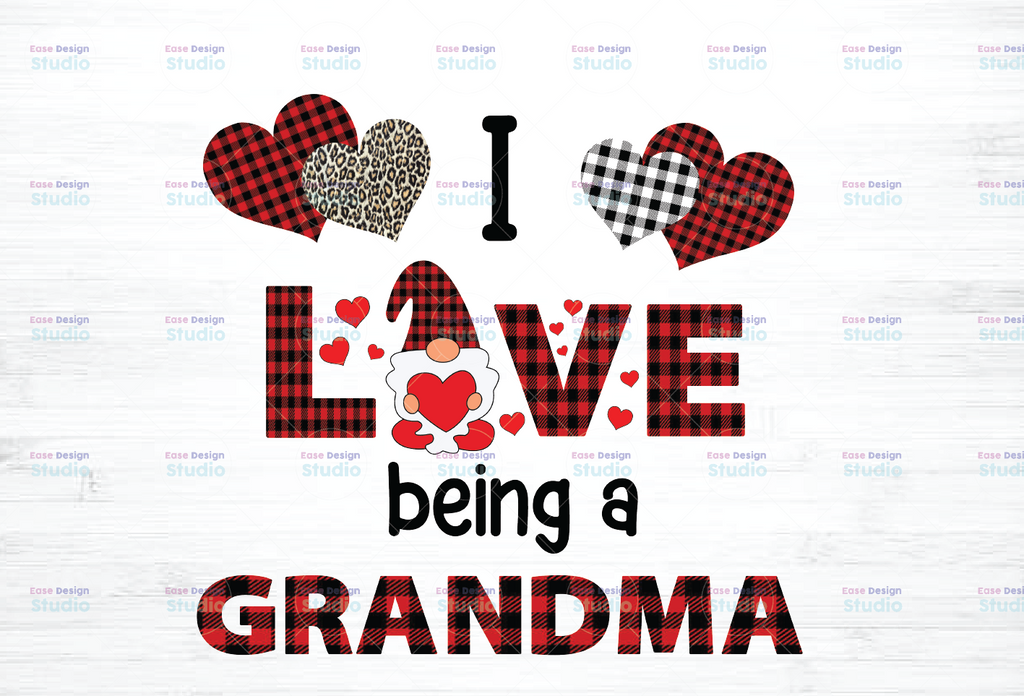 I Love Being A Grandma Gnome Heart Buffalo Plaid Png, Gnome Png, Gnome Grandma Png - INSTANT DOWNLOAD - Png Printable - Digital Print Design