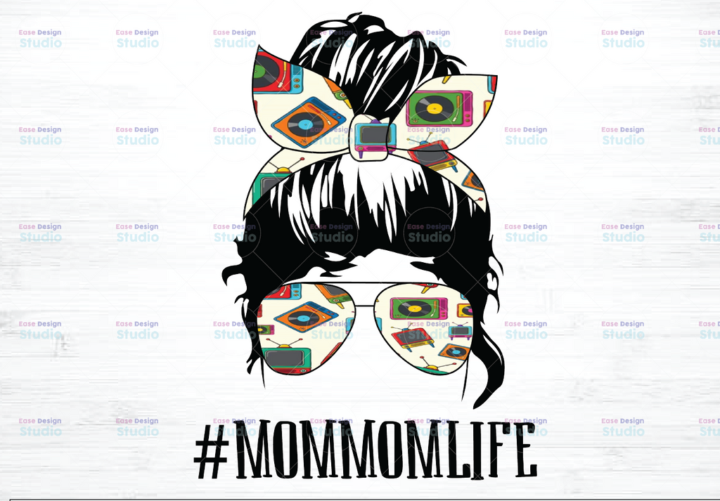 Funny #MommomLife png | #MommomLife Skull with Glasses Messy Bun png Sassy Mom png Png Clipart Funny Mom  png Instant Download Cri s