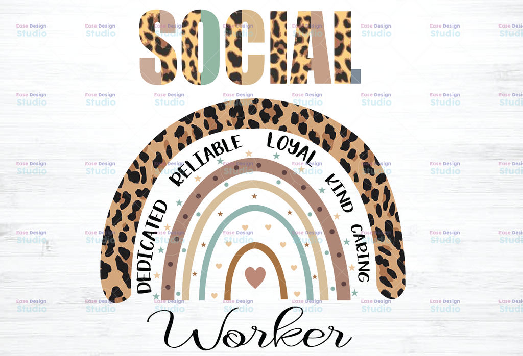 Social Worker Rainbow Leopard Png, Happy Labor Day png, Labor Day png for subilmation, Sublimation Print