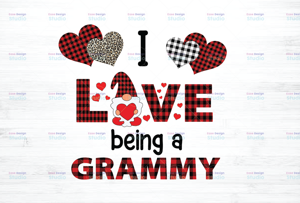 I Love Being A Grammy Gnome Heart Buffalo Plaid Png, Gnome Png, Gnome Grammy Png - INSTANT DOWNLOAD - Png Printable - Digital Print Design