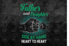 Father & Daughter Side By Hand Heart To Heart Fist Pump Father's Day Design PNG for sublimation digital Downlaod