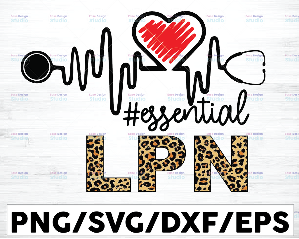 LPN Essential Leopard Svg Png, Lpn Png, Essential Leopard Png, Heartbeat svg - Cricut - PNG Printable - Digital Print Design