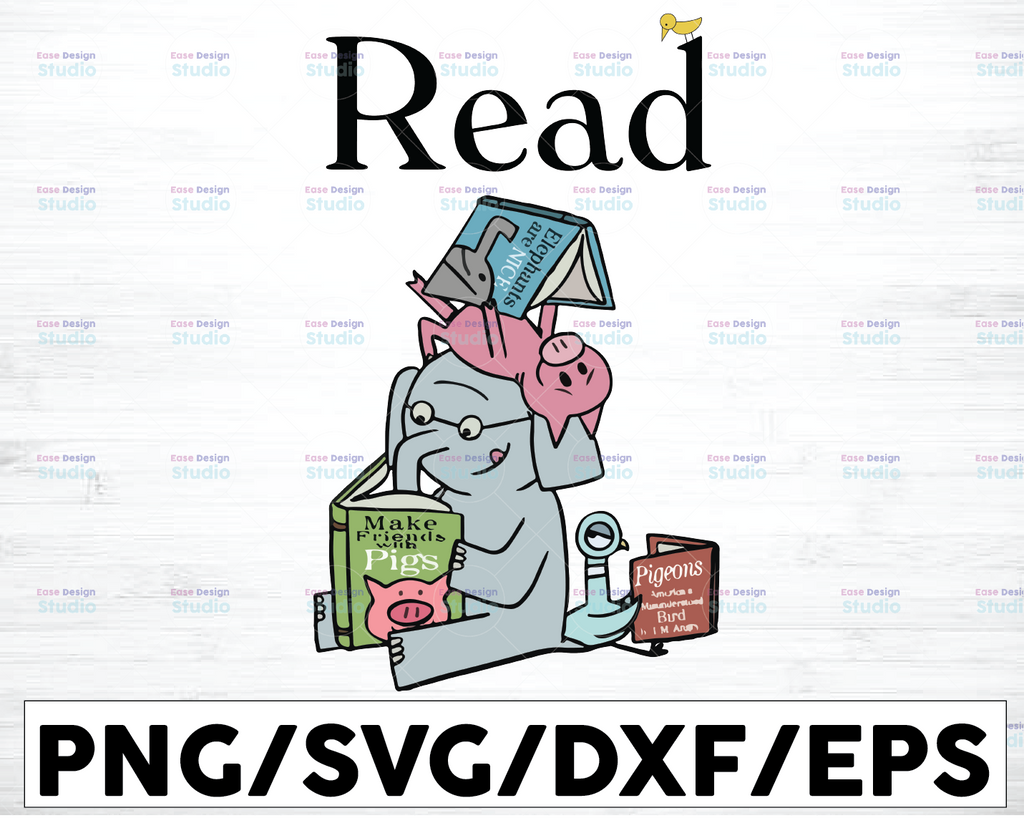 Read Book Elephant And Piggie SVG,  It's A Good Day To Read A Book Svg, Reading Book svg, Cricut File, Book Lover Shirt design