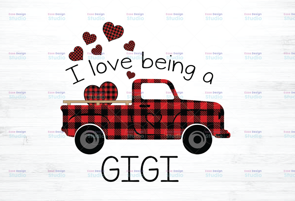 I Love Being A Gigi Car Heart Buffalo Plaid png Png,  Png, Car Gigi Png  png  INSTANT DOWNLOAD - Png Printable   - Digital Print Design