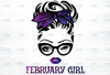 February Girl png, Messy Bun Birthday Png, Face Eys png, Winked Eye png, Birthday Month png,Digital download