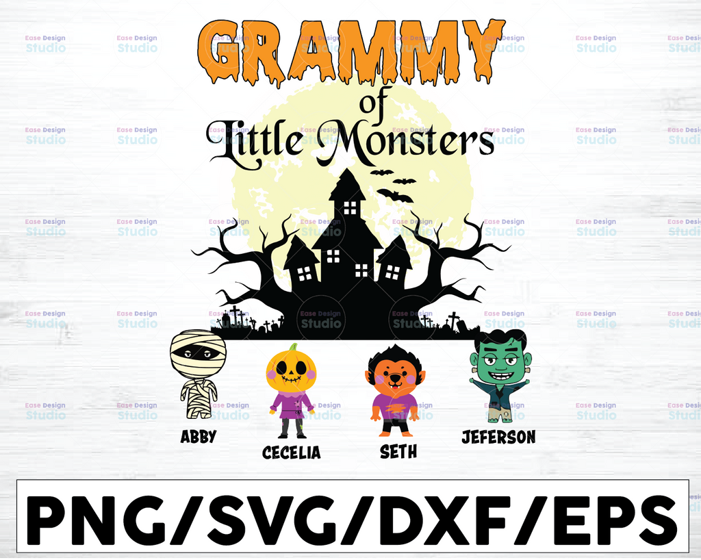 Personalized Name Grammy's Little Monsters Svg, Halloween svg, Little Monster svg, Grandma Svg, Mother's Day Svg, Cricut, Cut File, Vector, PNG, EPS