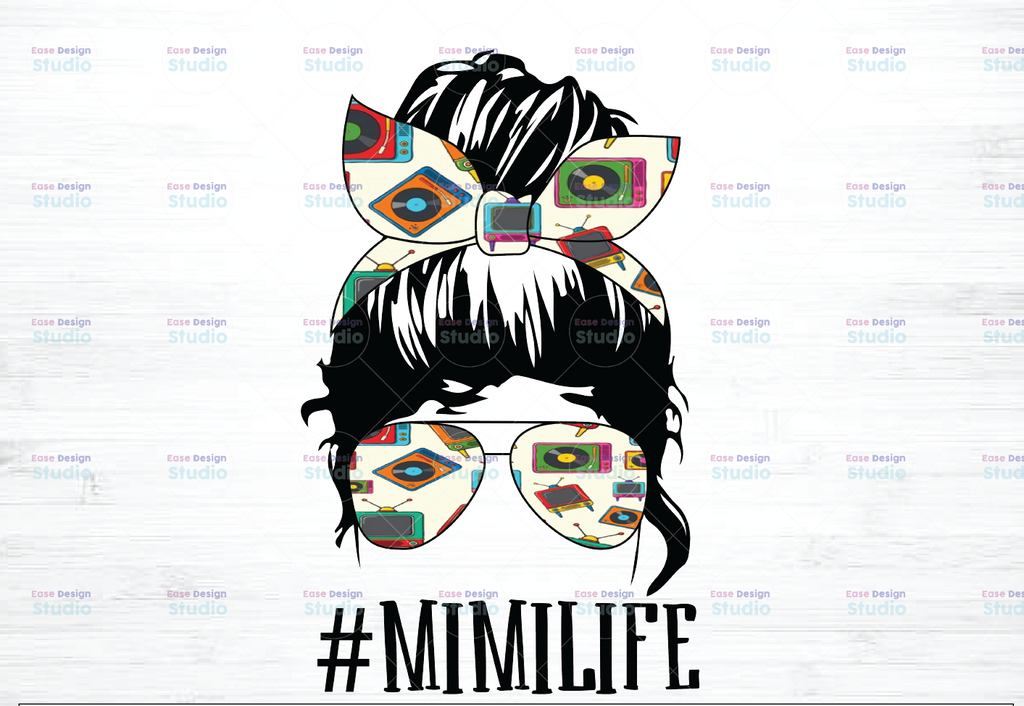 Funny #MimiLife png | #MimiLife Skull with Glasses Messy Bun png Sassy Mom png Png Clipart Funny Mom Quote png Instant Download