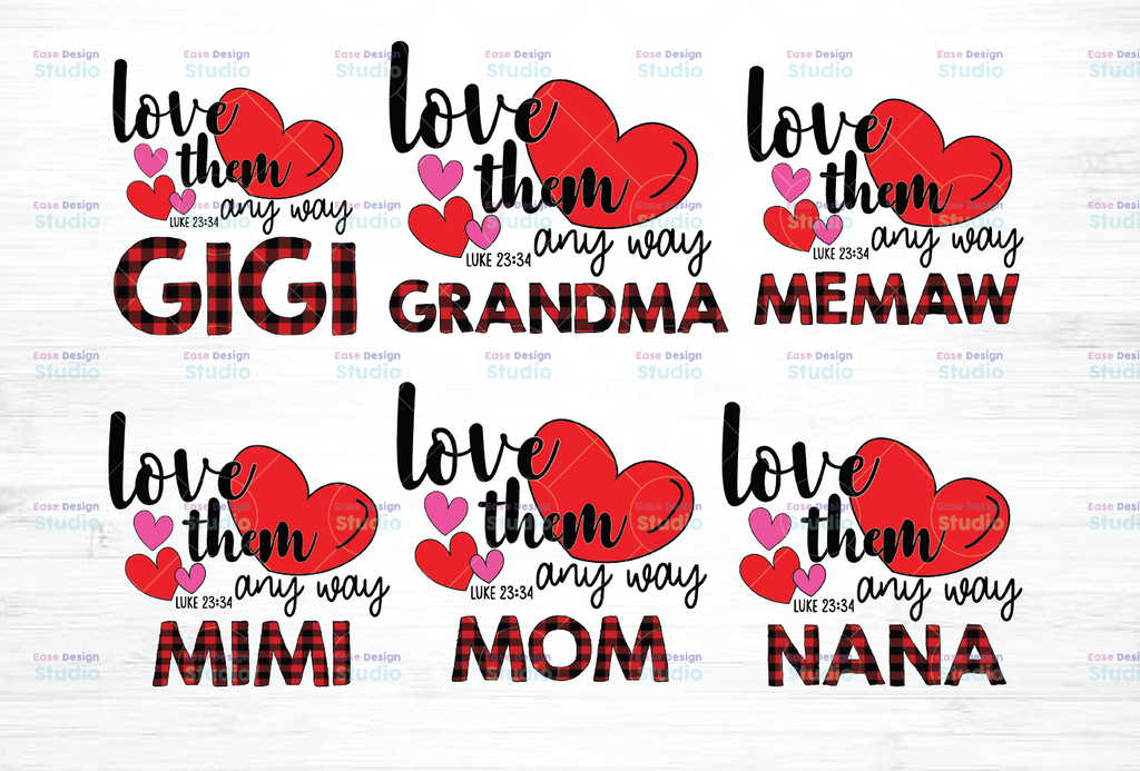Love Them Any Way BUNDLE Mother's Day,Love Gnome Plaid, leopad PNG - Png Printable- Digital Print