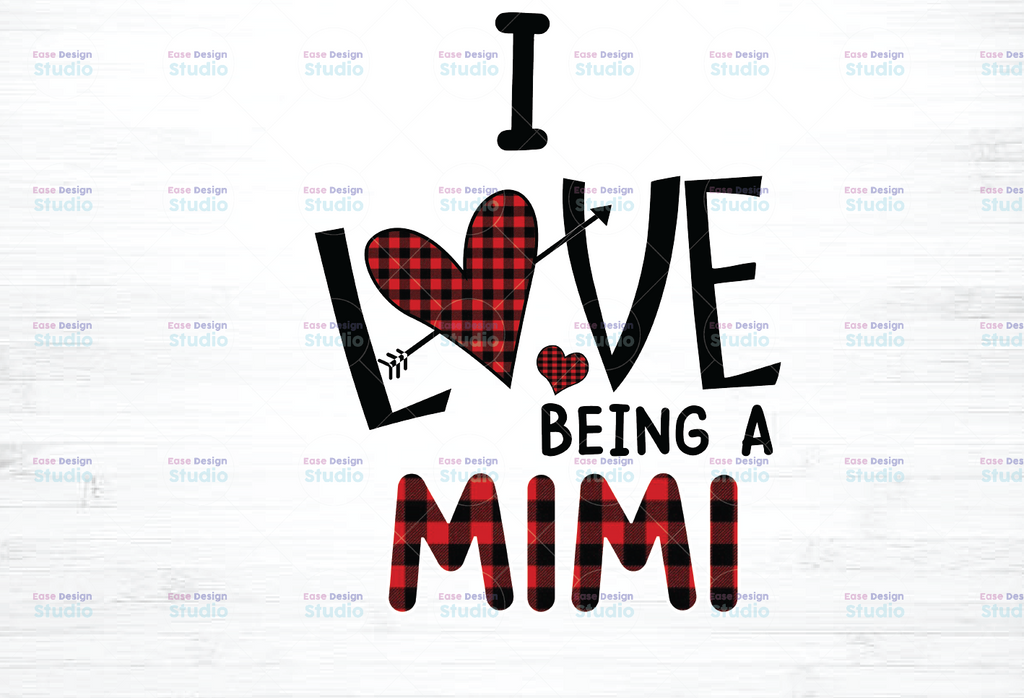 I Love Being A Mimi Gnome Heart Buffalo Plaid Png, Gnome Png, Gnome Mimi Png - INSTANT DOWNLOAD - Png Printable - Digital Print Design