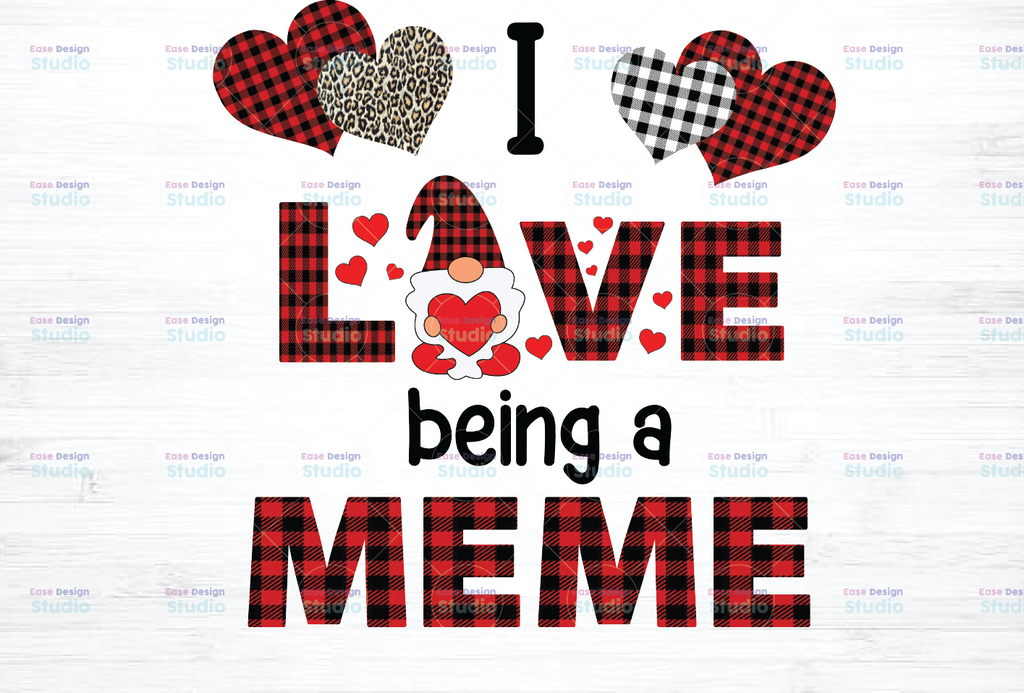 I Love Being A Meme Gnome Heart Buffalo Plaid Png, Gnome Png, Gnome Meme Png - INSTANT DOWNLOAD - Png Printable - Digital Print Design