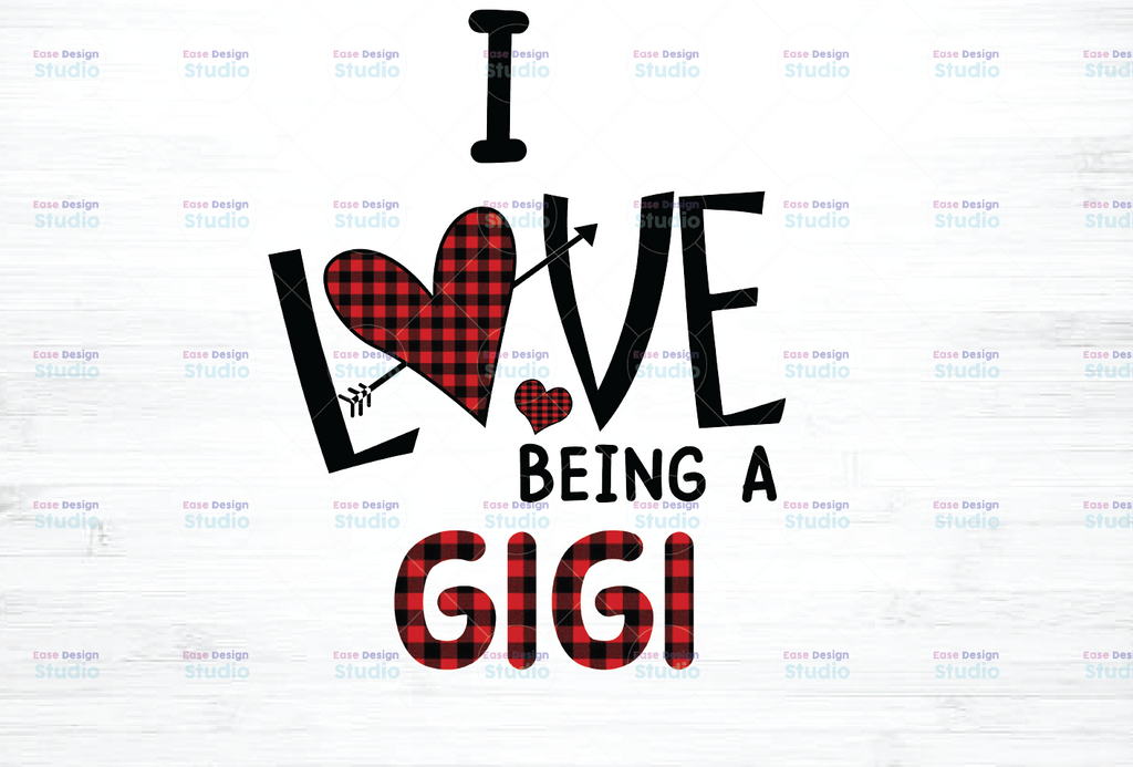 I Love Being A Gigi Gnome Heart Buffalo Plaid Png, Gnome Png, Gnome Gigi Png - INSTANT DOWNLOAD - Png Printable - Digital Print Design