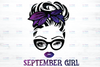 September Girl png, Messy Bun Birthday Png, Face Eys png, Winked Eye png, Birthday Month png, Digital download