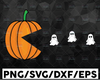 Cute Pumpkin Eating Ghosts Svg, Halloween Pacman Svg, Funny Halloween Svg, Boo Svg, Gamer Svg, Trick Or Treat Svg, Digital Cut Files