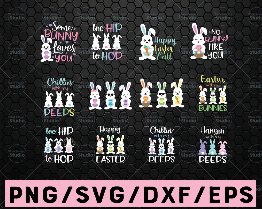 Easter Bunnies Bundle Svg, Kids Easter Svg, Easter Day Shirt, He is Risen, Funny Easter Svg Cut Files for Cricut & Silhouette, Png
