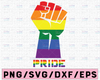 Gay Pride Raised Fist File Download - SVG PNG JPG - Instant Download - Commercial Use Vinyl Cut Files - Lesbian Gay Raised Fist - Resist