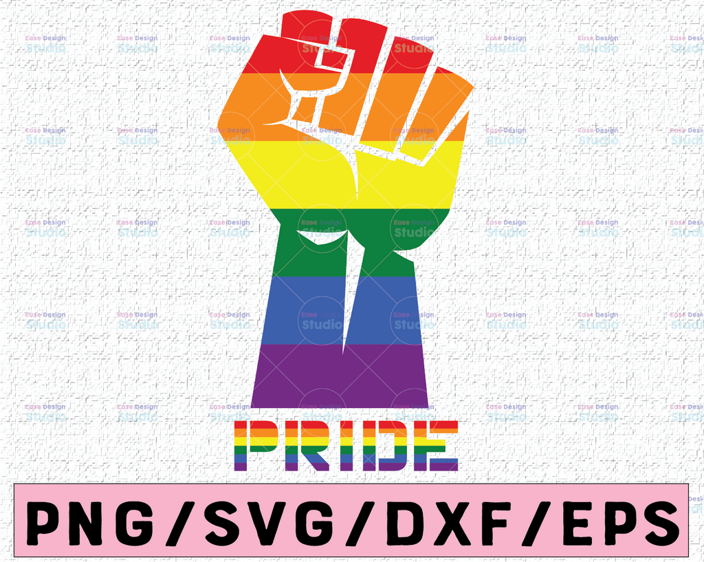 Gay Pride Raised Fist File Download - SVG PNG JPG - Instant Download - Commercial Use Vinyl Cut Files - Lesbian Gay Raised Fist - Resist