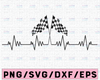 Racing flag heart beat, Ekg, Love race, svg,png, dxf, eps, cut file, Love svg, Cut File for Silhouette and Cricut, Cycling SVG