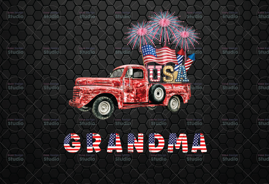 Grandma American flag truck png 4th of July sublimation PNG designs downloads digital download Patriotic png design Patriotic png design