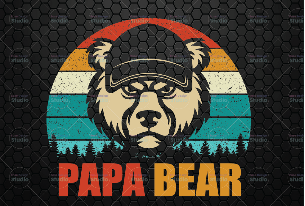 Retro Papa Bear Png, Papa Bear Png, Bear Png, Father's Day Png - INSTANT DOWNLOAD - PNG Printable - Digital Print Design