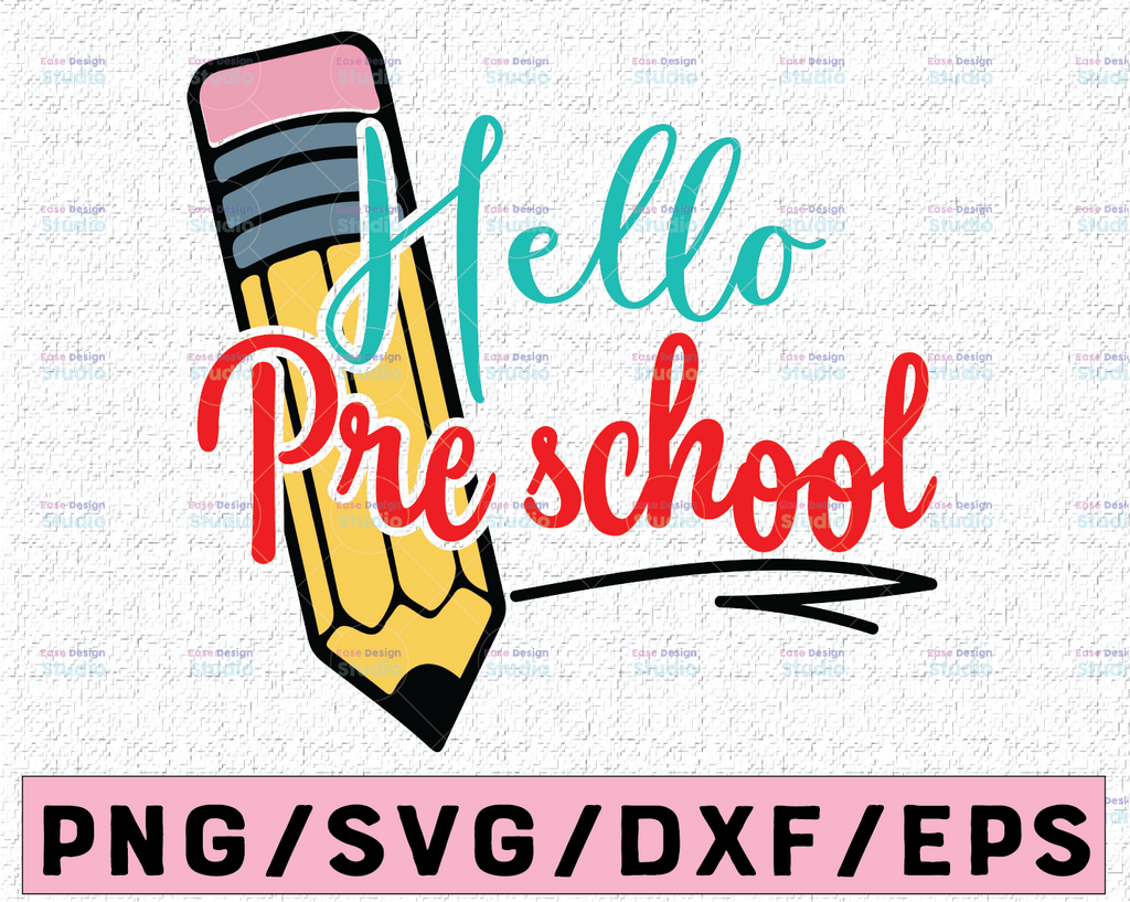 Hello Preschool SVG, Hello Pre School svg, Girl Back To School svg, Girls Shirt Design, First Day Of Preschool svg, Preschooler svg