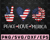 Peace Love America svg,  peace sign svg, peace love svg, 4th of July Svg, Patriotic SVG, Cricut Silhouette Cut Files svg dxf