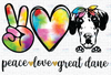 Peace Love Great Dane Tie Dye Sublimation Png Digital Download, Great Dane PNG, Great Dane sublimation download