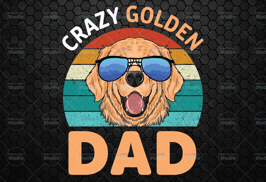 Crazy Golden Dad Retro Vintage png, digital download prints,Crazy Golden, Gift Of  Crazy Golden png, Dog png, Animal Lover png, Father’s Day, Happy Father's Day