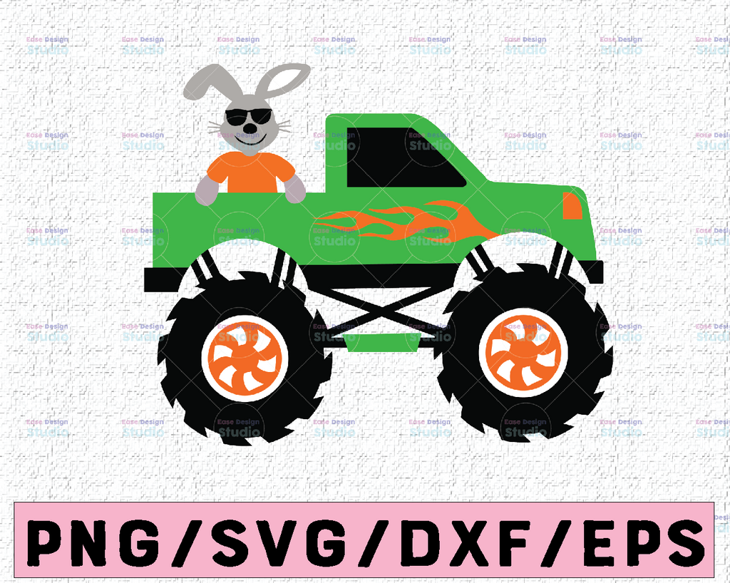 Easter Bunny Rabbit Monster Truck Digital Cutting Files SVG PNG EPS iron heat transfer decal monster