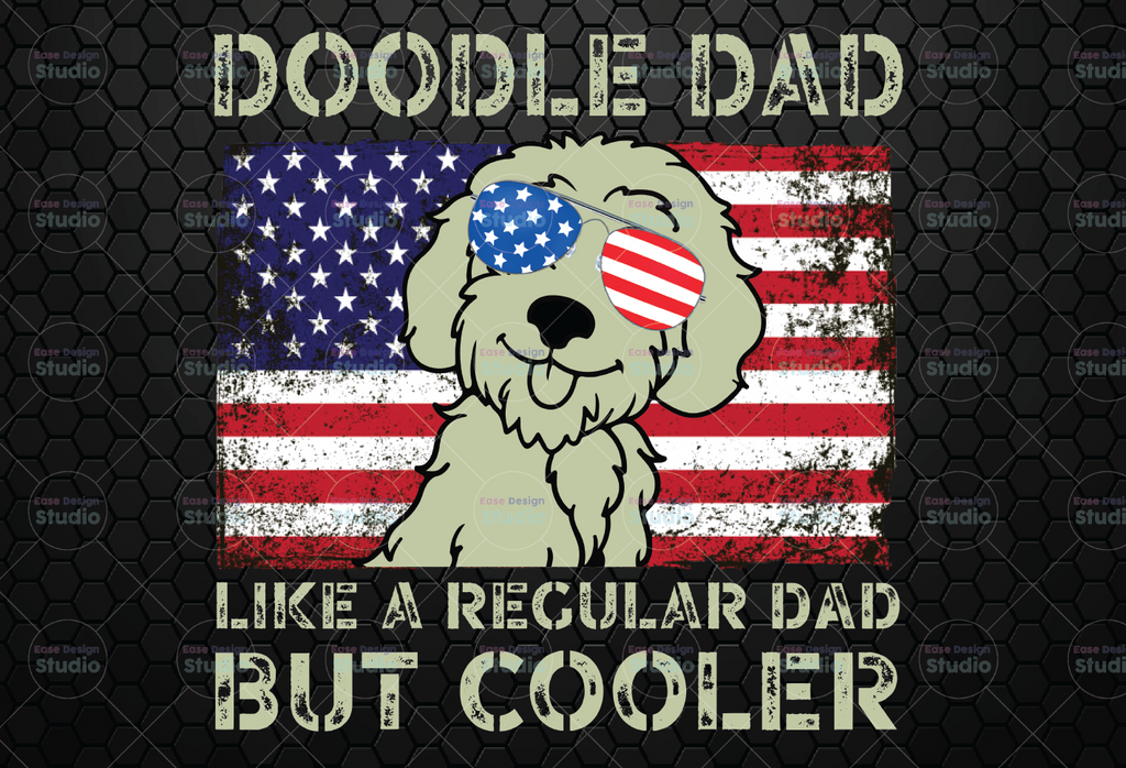 Mens Doodle Dad Goldendoodle Regular Dad But Cooler American Flag PNG, Sublimation digital file, Dog Lover png