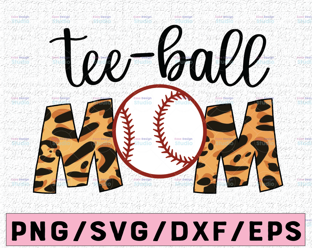 Tee-Ball mom png, Leopard tee-ball mom sublimation designs downloads, Hand Drawn PNG file for teeball mama clipart files