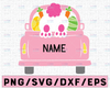 Personalized Name Easter truck svg, bunny truck, carrot truck svg, girl easter svg, easter vintage old truck SVG PNG