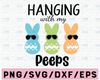 Easter SVG, Peep SVG, Hanging with my peeps Svg, Cute Peeps svg, Bunny Clip Art, Bunny face svg, Cricut, Silhouette Cut File Chevrons