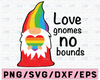 Pride Gnome, Love Gnomes No Bounds SVG, DFX, EPS Craft Cut File