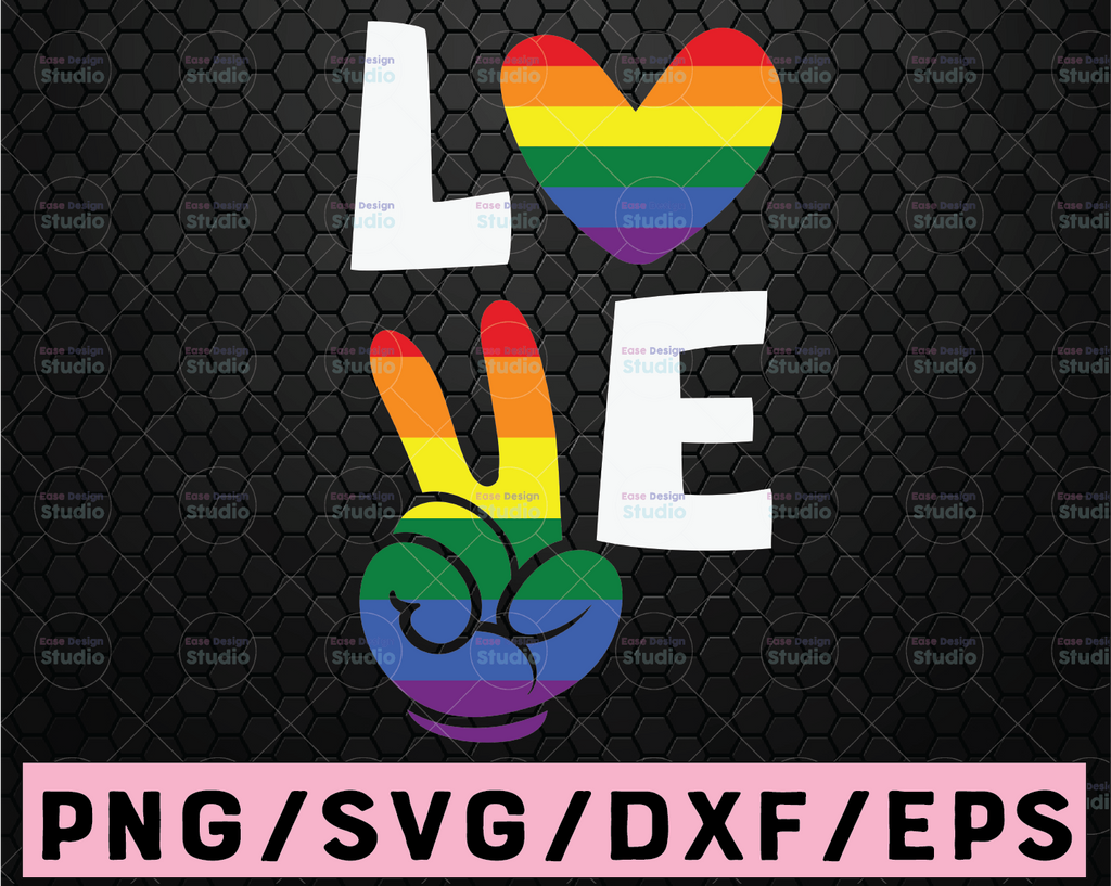 LGBT Love Svg, Rainbow Svg, Heart Svg,  Gay Pride svg png eps, Cricut Cut File