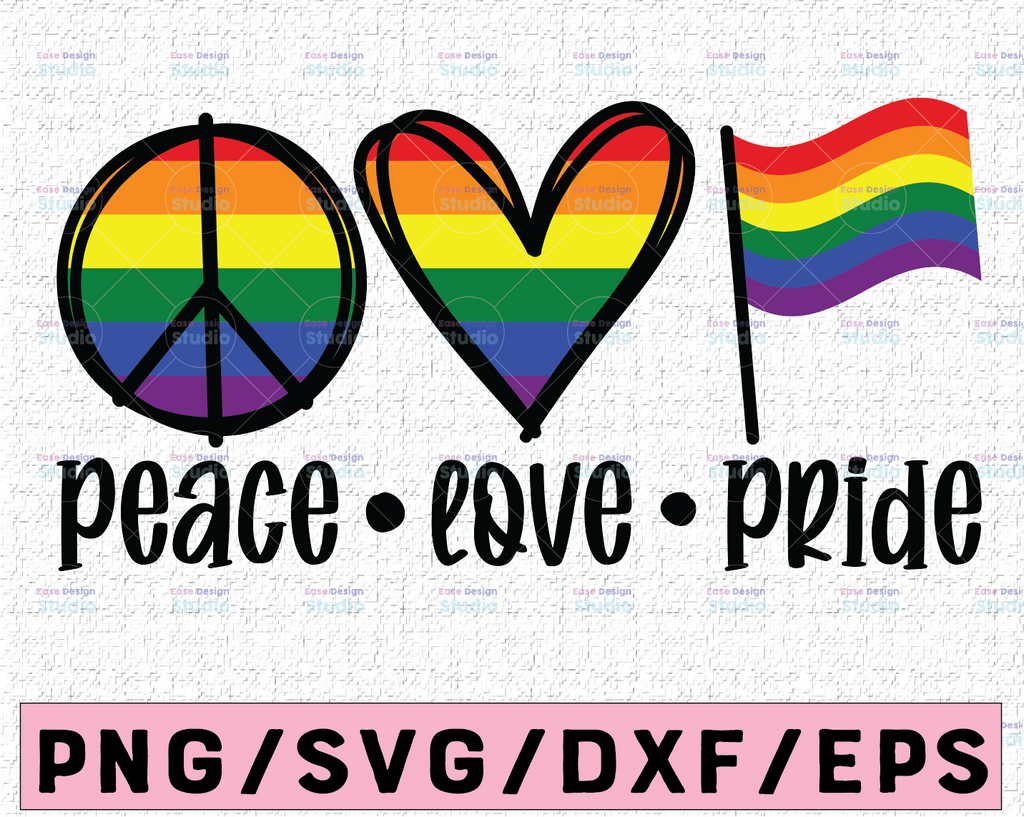 Peace Love Pride svg, Pride svg, Gay Pride clipart, Lesbian pride svg, svg files, pride sublimation Designs,Cricut svg, Silhouette cameo