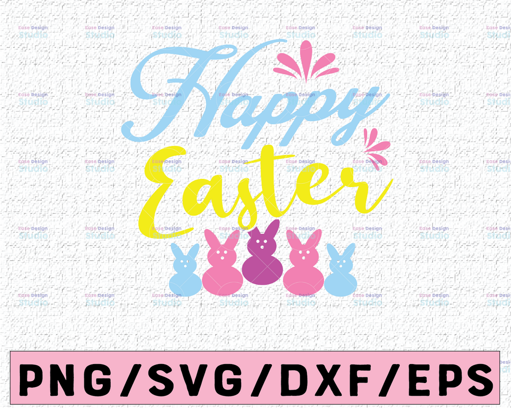 Easter svg, Happy Easter svg, bunny png, dxf, cut file cricut silhouette