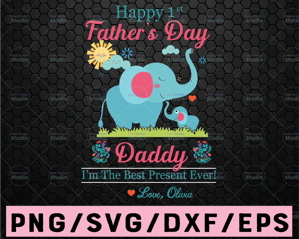 Persionalized Name Happy Father's Day Daddy Svg, Png, First Father's Day Svg, Fathers Day Cut File, Silhouette Cut File, Cricut Cut File