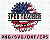 Sped Teacher Love What You Do American Flag SVG Preschool Teacher Sunflower svg 4th of July Patriotic Distressed Flag America Png