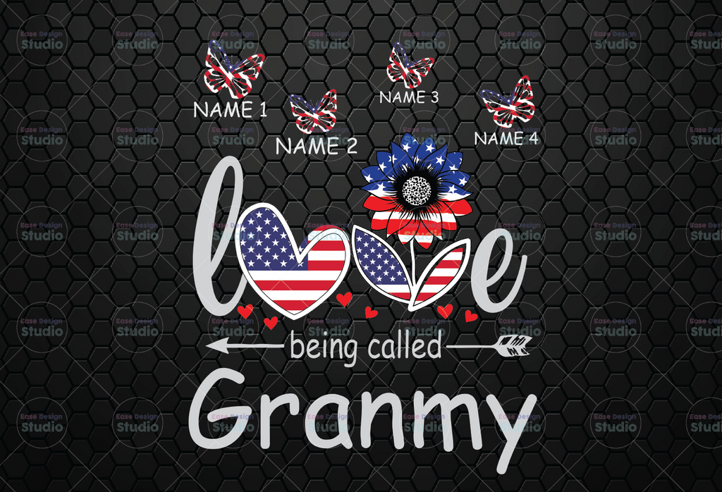 Personalized Names Love Being Called Granmy PNG US Flag Sunflower 4thof July Independence Day Patriotic Freedom Tee Design Merica Design