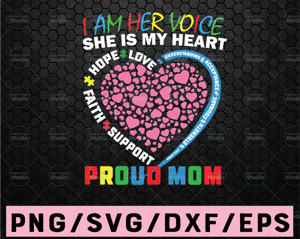 I Am Her Voice She Is My Heart Autism Mom Autism Mom svg-Autism Awareness-Autism-Puzzle-Autism Puzzle-Instant Digital Download-Puzzle Pieces