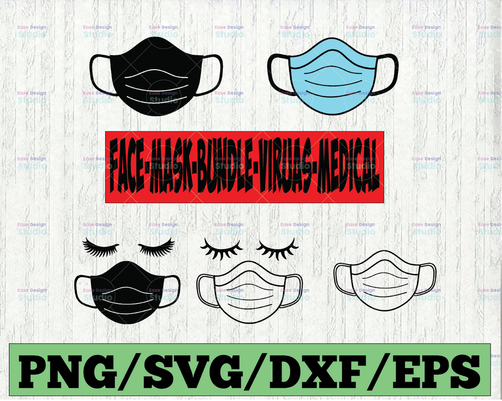 Face Surgical Mask SVG Bundle, Quarantine Mask svg, Medical mask svg,Face Mask Clipart DXF cut files T-shirt ,Iron Medical Supply Circut EPS