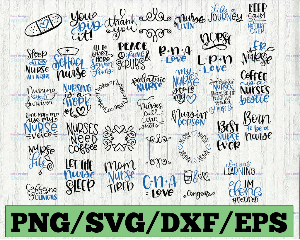 Nurse Svg Bundle, svg eps dxf png Files for Cutting Machines Cameo Cricut, Funny, CNA, RN, Nursing, Stethoscope, Cute, Monogram Frames