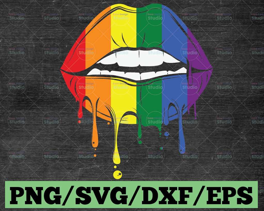 Lips Rainbow Bite Lip SVG, Design Sexy Gay Pride Flag ,Interest LGBT SVG , Lips Drip, Cuttable Design , Clipart Cricut , Vector Cut File