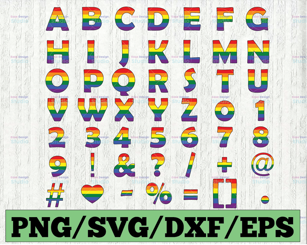 LGBT Alphabet Svg, LGBT Pride Font Svg, Gay Pride Alphabet, Rainbow Letters Svg, LGBT Wedding, Rainbow Font, Cut file, Cricut