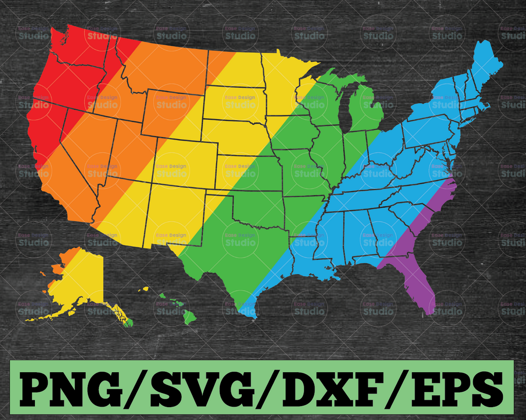Pride USA Map Grunge SVG, Map svg, America Map svg, LGBT svg