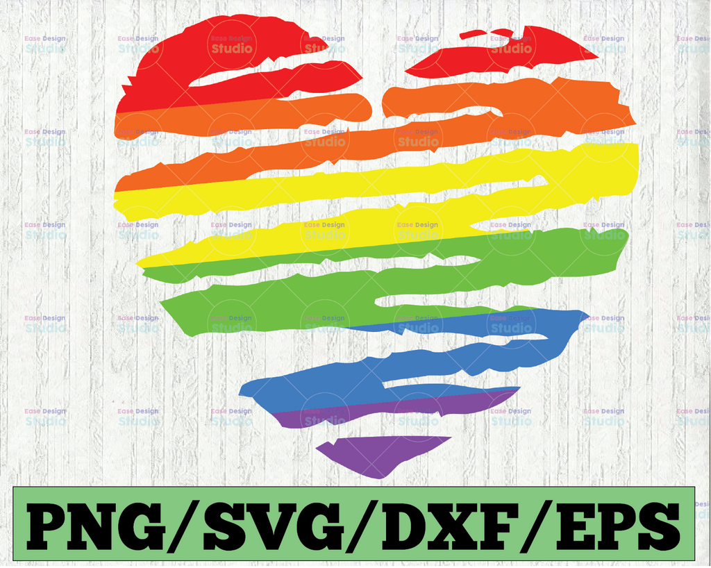 Rainbow Heart Svg, LGBT Heart Svg, Gay Pride Svg, LGBT Svg Cut File, LGBTQ Pride Svg Files for Cricut & Silhouette, Png