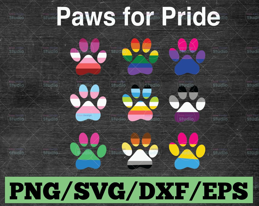 LGBTQ Cute Cat Paws, Paws for pride svg Flags Printable Cut Files Cricut,Digital Download Svg/Png/Pdf/Dxf/Eps