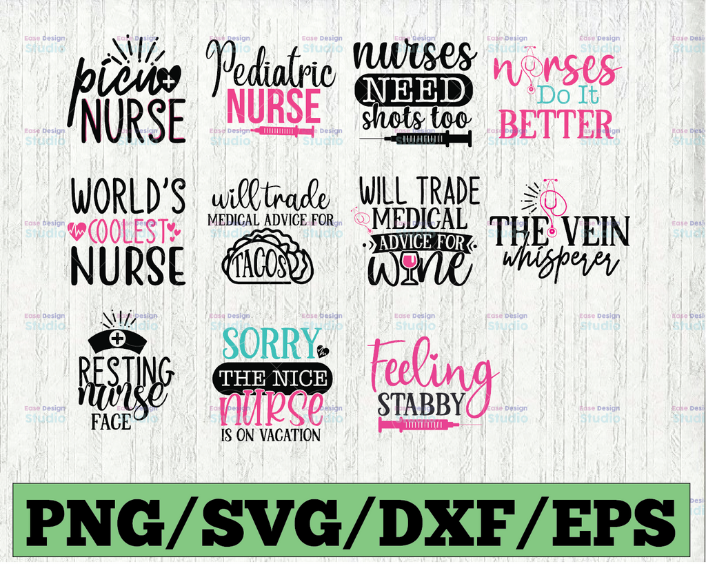 Nurse Svg Bundle, svg eps dxf png Files for Cutting Machines Cameo Cricut, Funny, CNA, RN, Nursing, Stethoscope, Cute, Monogram Frames