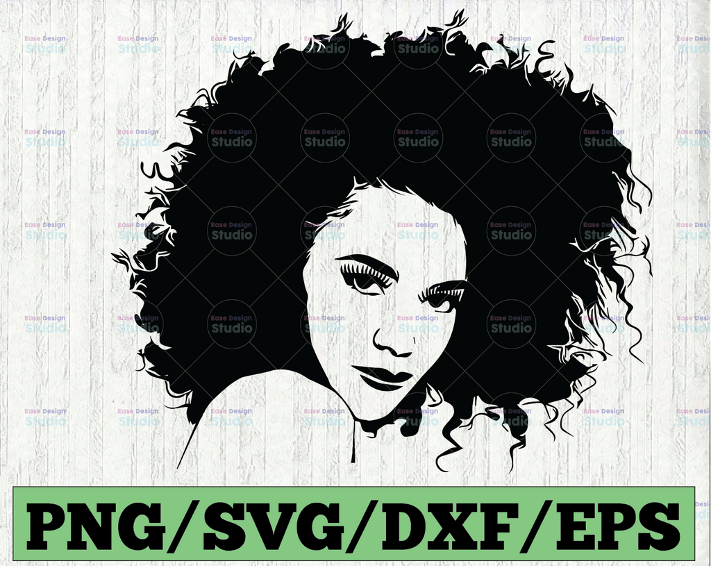 Afro Woman SVG, Afro Girl Svg, Afro Queen Svg, Afro Lady Svg, Curly Hair Svg, Black Woman, For Cricut, For Silhouette, Cut Files, Dxf, Png